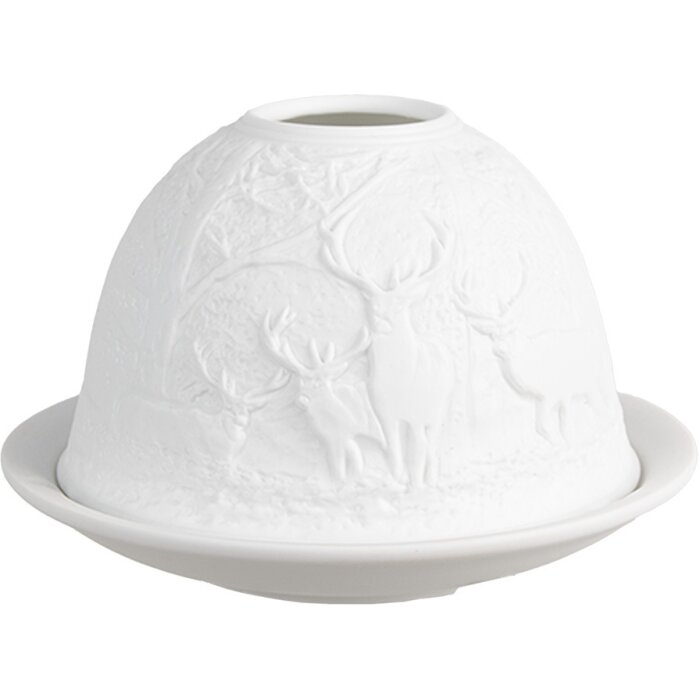 Clayre & Eef 6CE1818 Portacandelitas Ciervo Ø 12x8 cm Blanco
