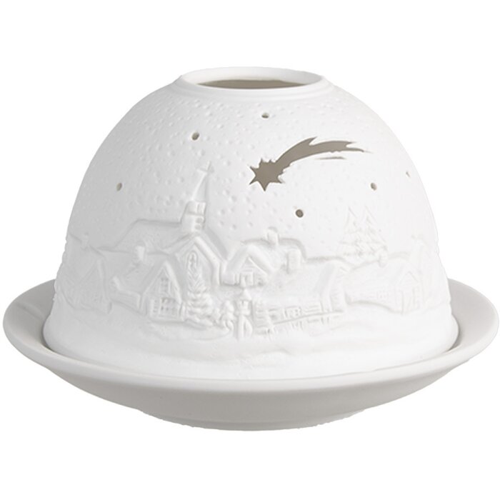 Clayre & Eef 6CE1819 Portacandelitas Ø 12x8 cm Blanco Paisaje Invernal