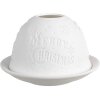 Clayre & Eef 6CE1822 Portacandelitas Feliz Navidad Ø 12x8 cm Blanco