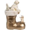 Clayre & Eef 6PR4167 Decoración Papá Noel en bota dorada 12x7x16 cm
