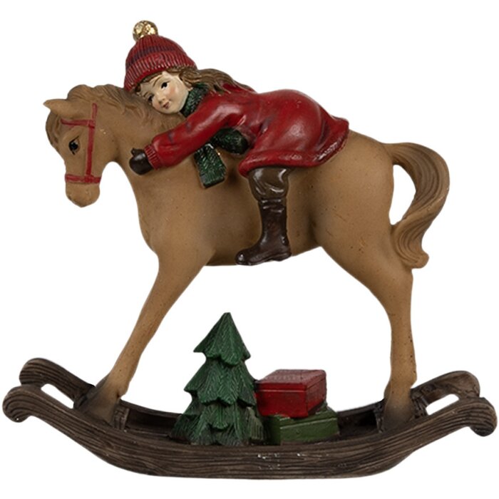 Clayre & Eef 6PR4181 Decoración Niño en caballo balancín 11x4x10cm