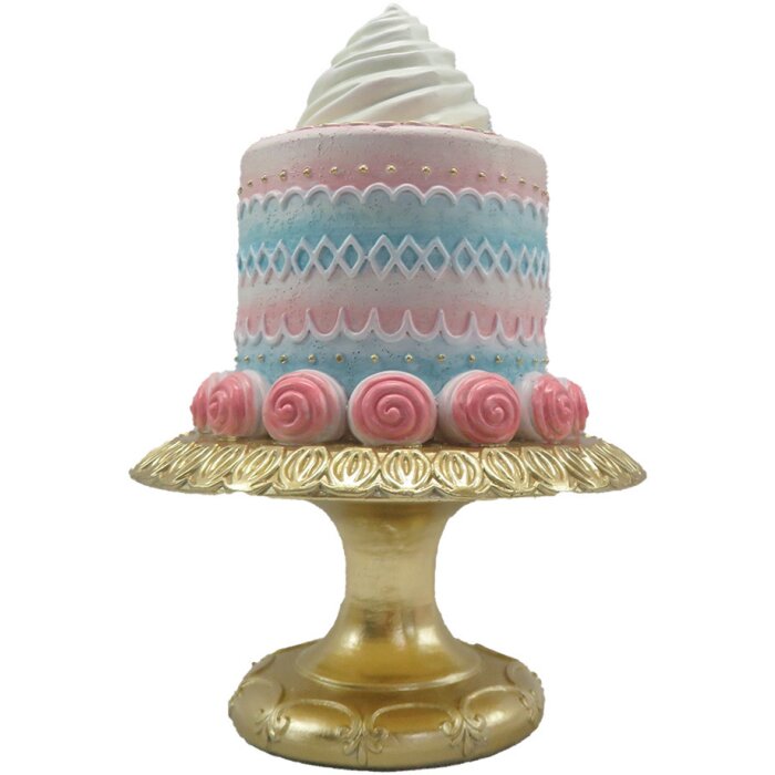 Clayre & Eef 6PR4221 Decoración Tarta Rosa Azul Ø 15x22 cm