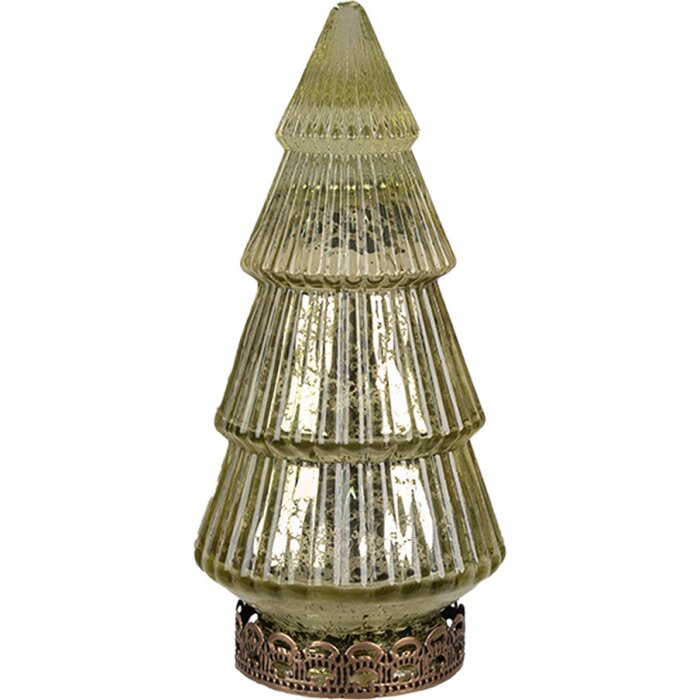 Clayre & Eef 6GL4569GR Árbol de Navidad con LED Verde Ø 7x16 cm