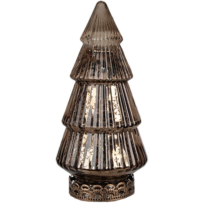 Clayre & Eef 6GL4603 Árbol de Navidad con LED Ø 8x16 cm Marrón