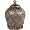 Clayre & Eef 6GL4584 Linterna LED Ø 13x18 cm Vidrio Marrón Decoración