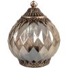 Clayre & Eef 6GL4585 Decoración Linterna LED Ø 15x19 cm Cristal color cobre