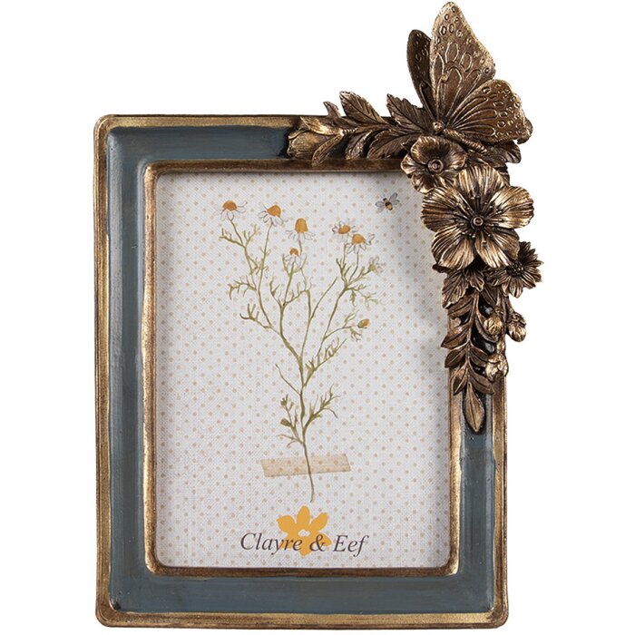 Clayre & Eef 2F1124 Marco de fotos Oro-Azul 16x3x23 cm / 10x15 cm