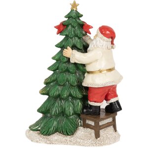 Clayre & Eef 6PR4179 Papá Noel con árbol de Navidad LED 15x10x22 cm