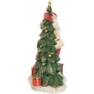 Clayre & Eef 6PR4179 Papá Noel con árbol de Navidad LED 15x10x22 cm