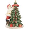 Clayre & Eef 6PR4179 Papá Noel con árbol de Navidad LED 15x10x22 cm