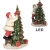 Clayre & Eef 6PR4179 Papá Noel con árbol de Navidad LED 15x10x22 cm