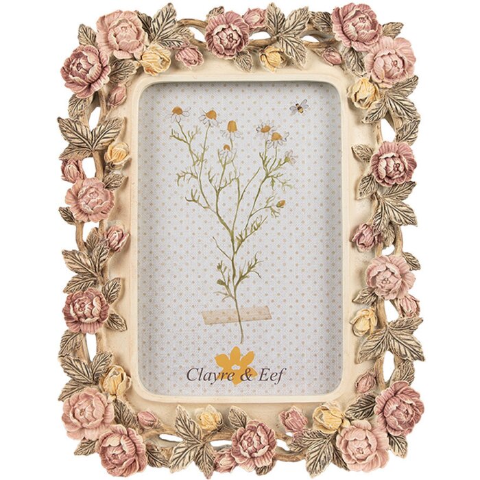 Clayre & Eef 2F1134 Marco de fotos motivo flor 17x2x21 cm 10x15 cm