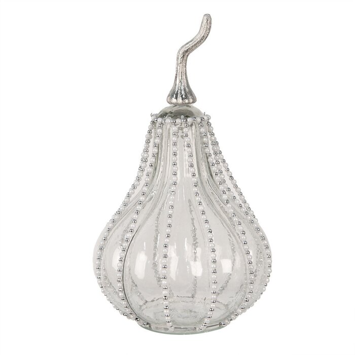 Clayre & Eef 6GL4545 Decoración Calabaza Ø 17x30 cm Plata Transparente