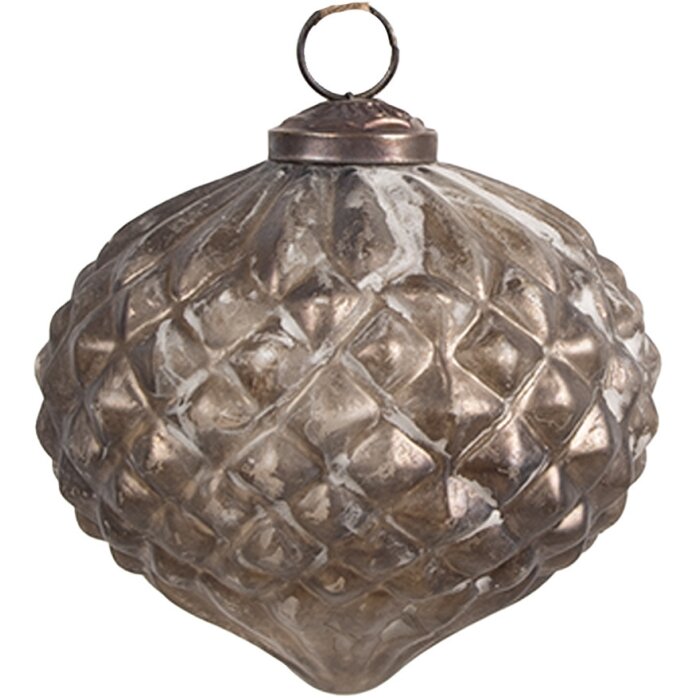 Clayre & Eef 6GL4535XS Adornos para el árbol de Navidad Ø 8x8 cm cristal plateado