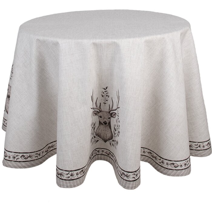 Clayre & Eef GTW07 Mantel Motivo Ciervo Beige Ø 170 cm