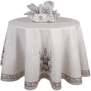 Clayre & Eef GTW07 Mantel Motivo Ciervo Beige Ø 170 cm
