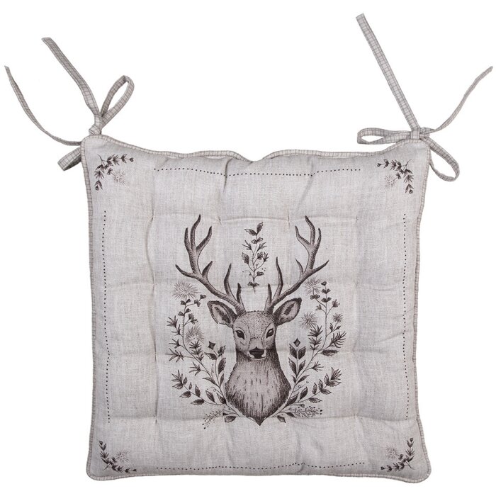 Clayre & Eef GTW29 Cojín para silla con espuma motivo ciervo 40x40x4 cm