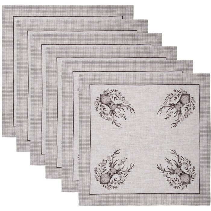 Clayre & Eef GTW43 Juego de servilletas 6 piezas 40x40 cm Beige Marrón