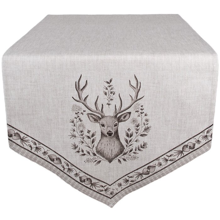 Clayre & Eef GTW65 Camino de Mesa diseño ciervo 50x160 cm Beige