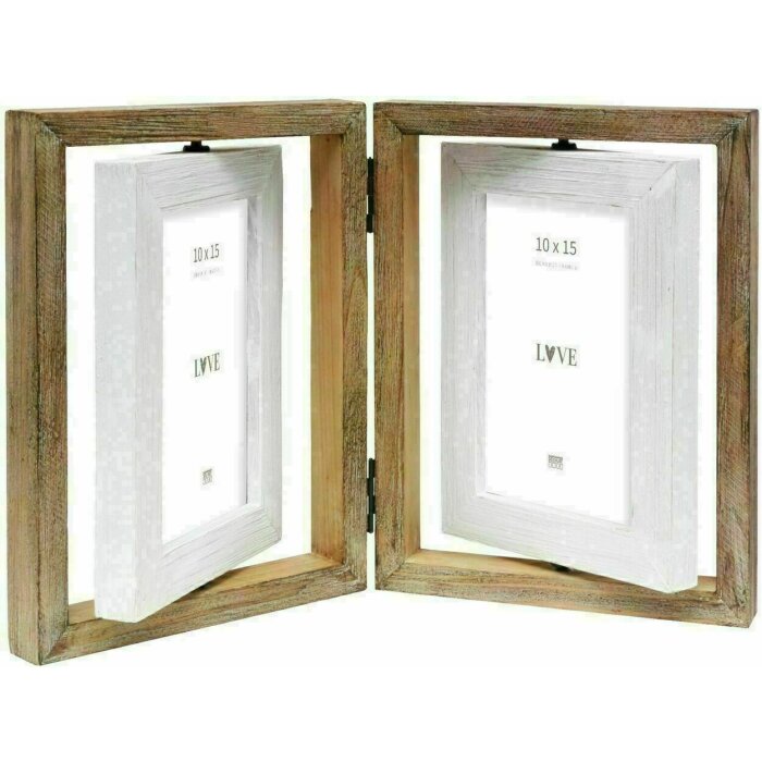 Deknudt S67UE1 Marco triple madera flotante 2 fotos combinación blanco marrón 10x15 cm