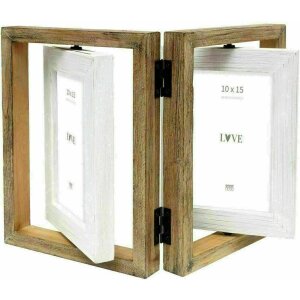 Deknudt S67UE1 Marco triple madera flotante 2 fotos combinación blanco marrón 10x15 cm
