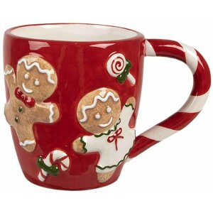 Clayre & Eef 6CEMU0158 Taza Gingerbread Rojo-Blanco...