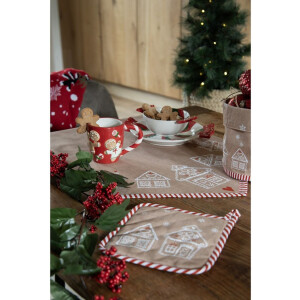 Clayre & Eef 6CEMU0158 Taza Gingerbread Rojo-Blanco 325ml 14x9x10cm
