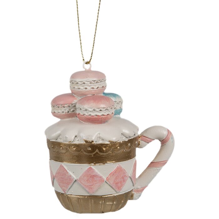 Clayre & Eef 6PR4209 Taza pastelera colgante con macarons 6x4x7 cm