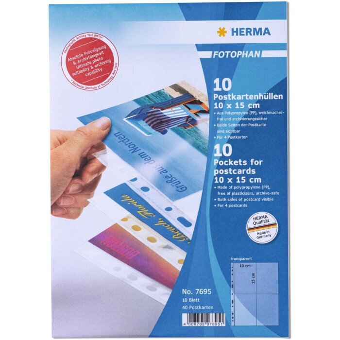 Fundas para tarjetas postales lámina transparente 10x15 (wpk) 10 uds.
