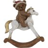 Clayre & Eef 6PR4169 Decoración Oso sobre caballo balancín 12x4x14 cm