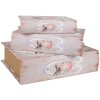Clayre & Eef Storage Box Set 3 Piezas Rosa Blanco Madera Retro Vintage
