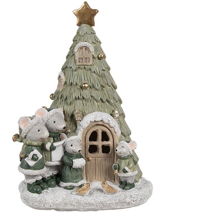 Clayre & Eef 6PR4190 Decoración Ratón familia LED 12x10x17 cm