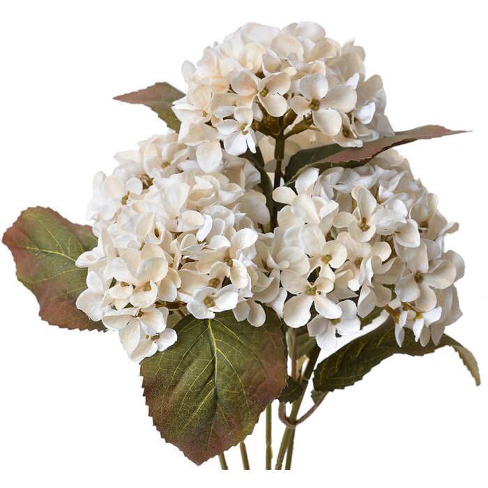 Clayre & Eef 6PL0303 Flor artificial Hortensia Blanca Verde 44 cm