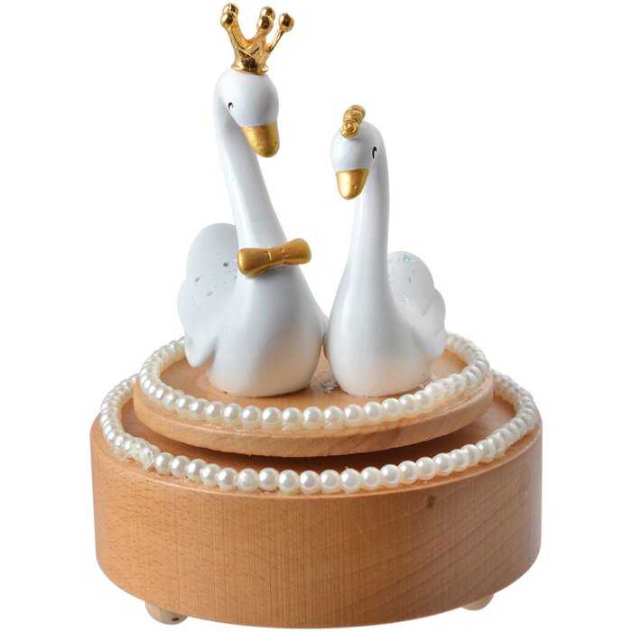Clayre & Eef 65668 Caja de música Cisnes Ø 11x15 cm