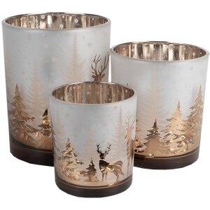 Clayre & Eef 6GL4659 Set de 3 Portacandelitas Oro...