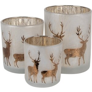 Clayre & Eef 6GL4666 Set de 3 Portavelas Oro Blanco...