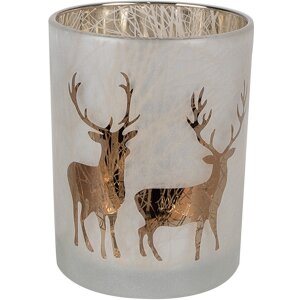 Clayre & Eef 6GL4666 Set de 3 Portavelas Oro Blanco...