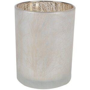 Clayre & Eef 6GL4666 Set de 3 Portavelas Oro Blanco Ø 7/9/10 cm Vidrio