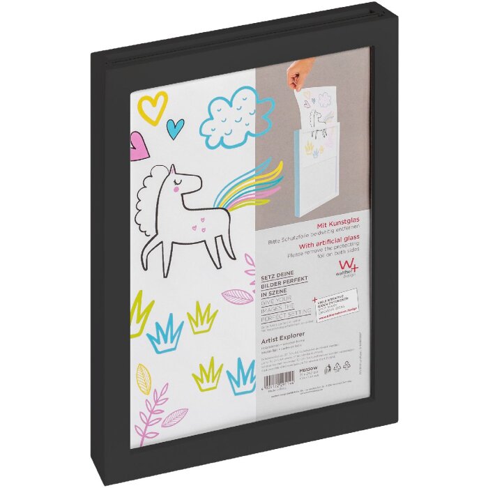 Marco de madera Walther Artist Explorer 21x29,7 cm Negro con cristal de arte MDF