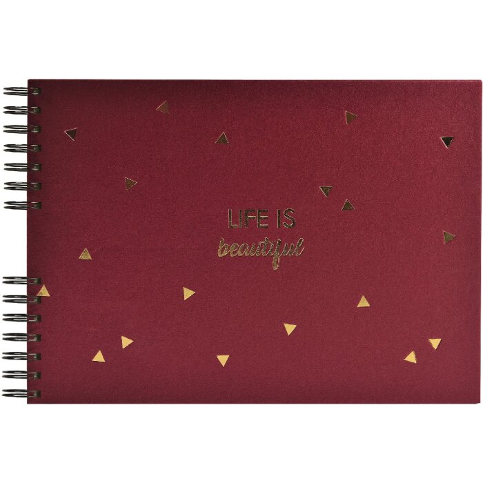 Álbum espiral Exacompta LIFE rojo 32x22cm 50 páginas negro 250g/m² gofrado dorado