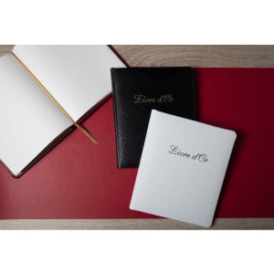 Exacompta Alpillez libro de oro 26x22 cm 70 hojas formato vertical cuero blanco