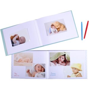 Exacompta álbum de fotos bebé 30 páginas blanco 28,5x22 cm verde pastel formato apaisado