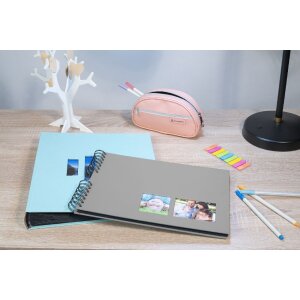 Exacompta álbum de fotos espiral MILANO 32x22 cm 50 páginas negro gris