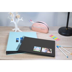 Exacompta álbum de fotos espiral MILANO 32x22 cm 50 páginas negro para scrapbooking