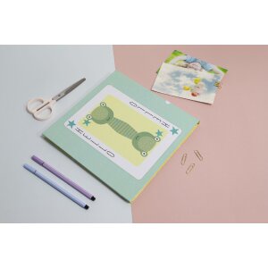 Exacompta álbum de fotos 25x25cm 30 páginas motivo blanco fantasía naipe amarillo verde