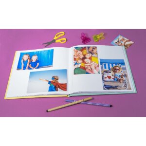 Exacompta álbum de fotos 25x25cm 30 páginas motivo blanco fantasía naipe amarillo verde