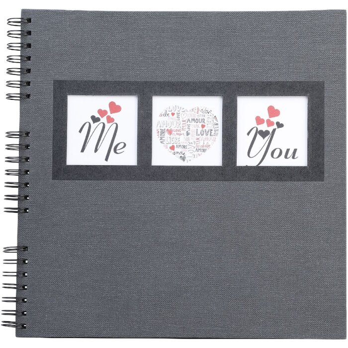 Exacompta 16215E Álbum de fotos en espiral ME & YOU 32x32 cm 60 páginas negro