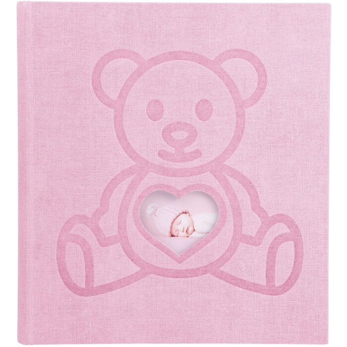 Exacompta 16566E Álbum de fotos TEDDY 29x32 cm 60 páginas tapa blanca osito rosa