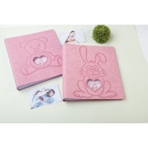 Exacompta 16566E Álbum de fotos TEDDY 29x32 cm 60 páginas tapa blanca osito rosa
