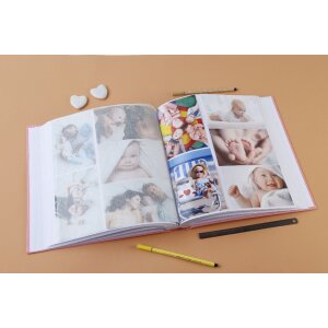 Exacompta 16566E Álbum de fotos TEDDY 29x32 cm 60 páginas tapa blanca osito rosa